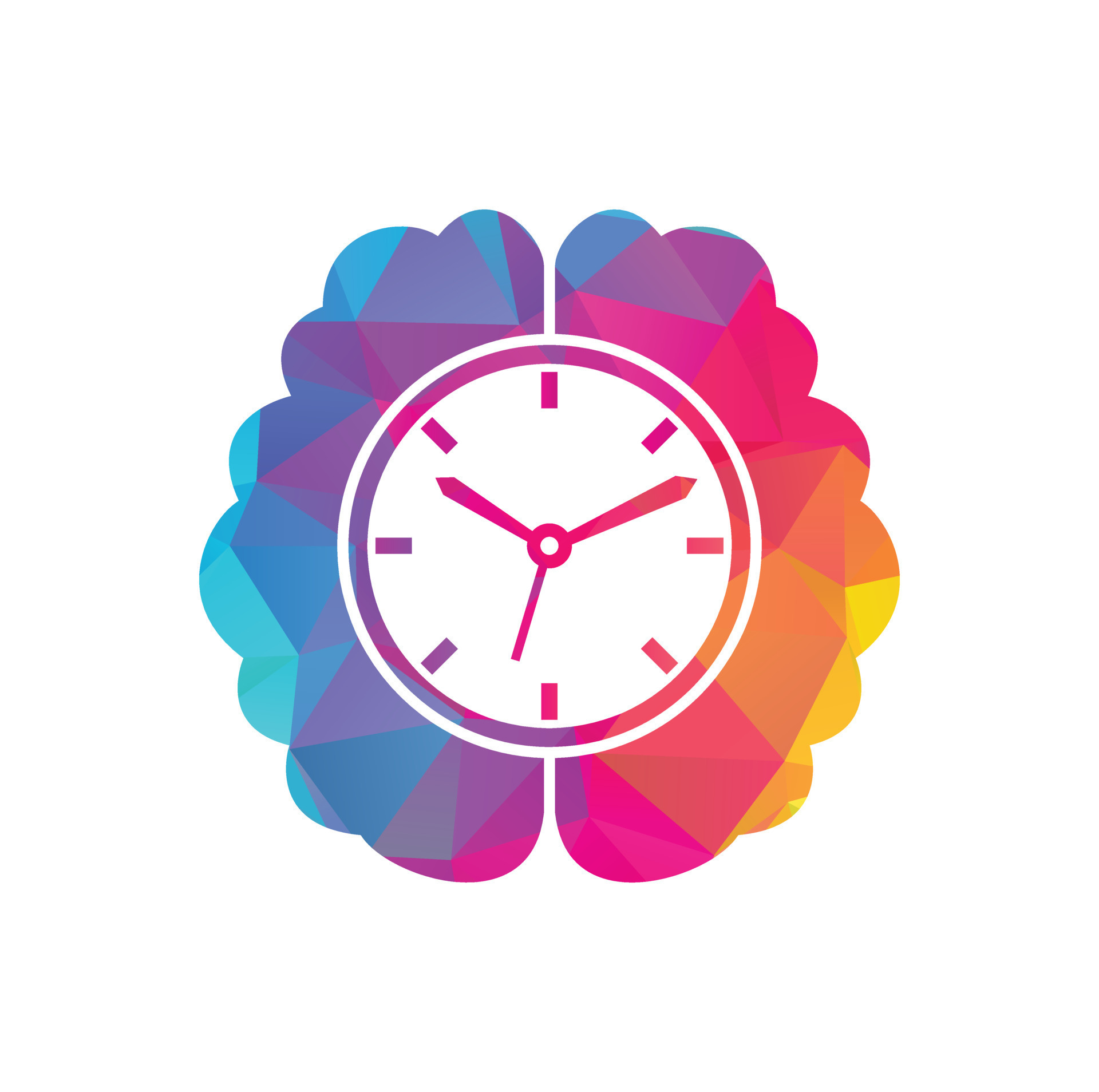 Brain time vector logo template. This design use clock symbol. Time