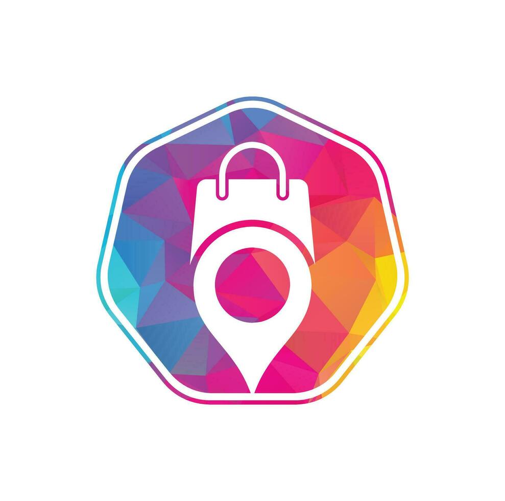 Map Pin Location with Shopping Bag Logo Design. Pin Point Shop And Shopping Logo Design Element vector