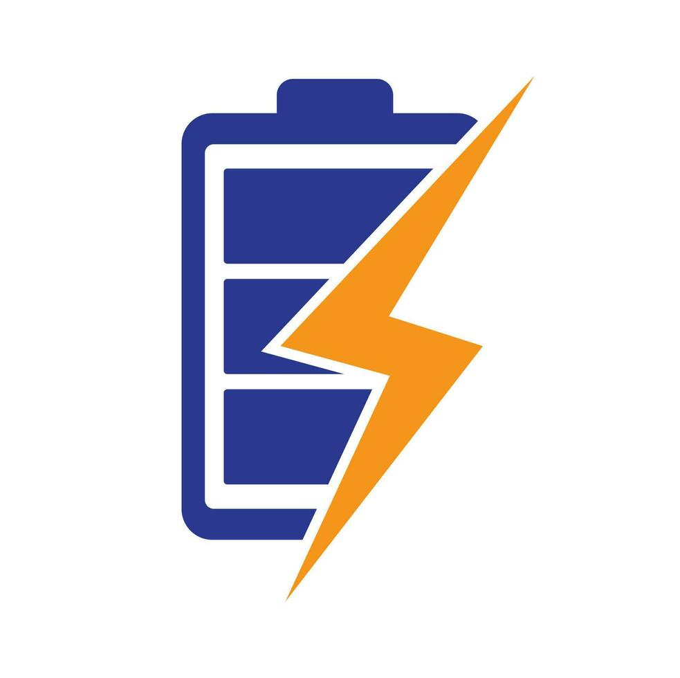 Power Battery Logo Design Template. Battery fast Charge logo design. Battery power and flash lightning bolt logo icon. vector