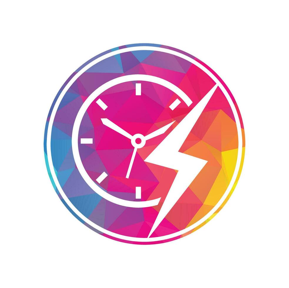 Flash time vector logo design. Thunder time logo icon vector.