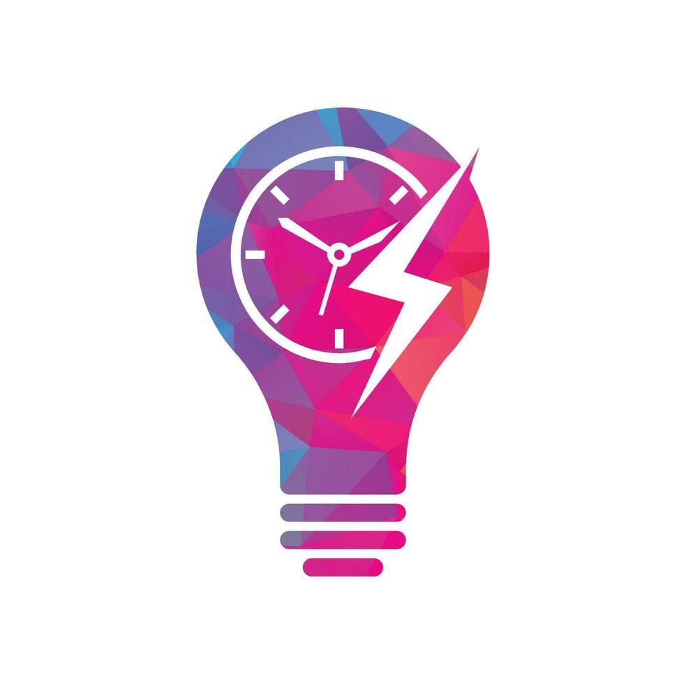 Flash time bulb shape concept vector logo design. Thunder time logo icon vector.