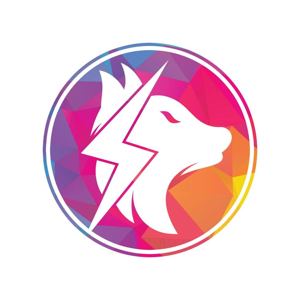 diseño del logo del lobo trueno. poder, animal salvaje y energía logo concepto icono vector. vector