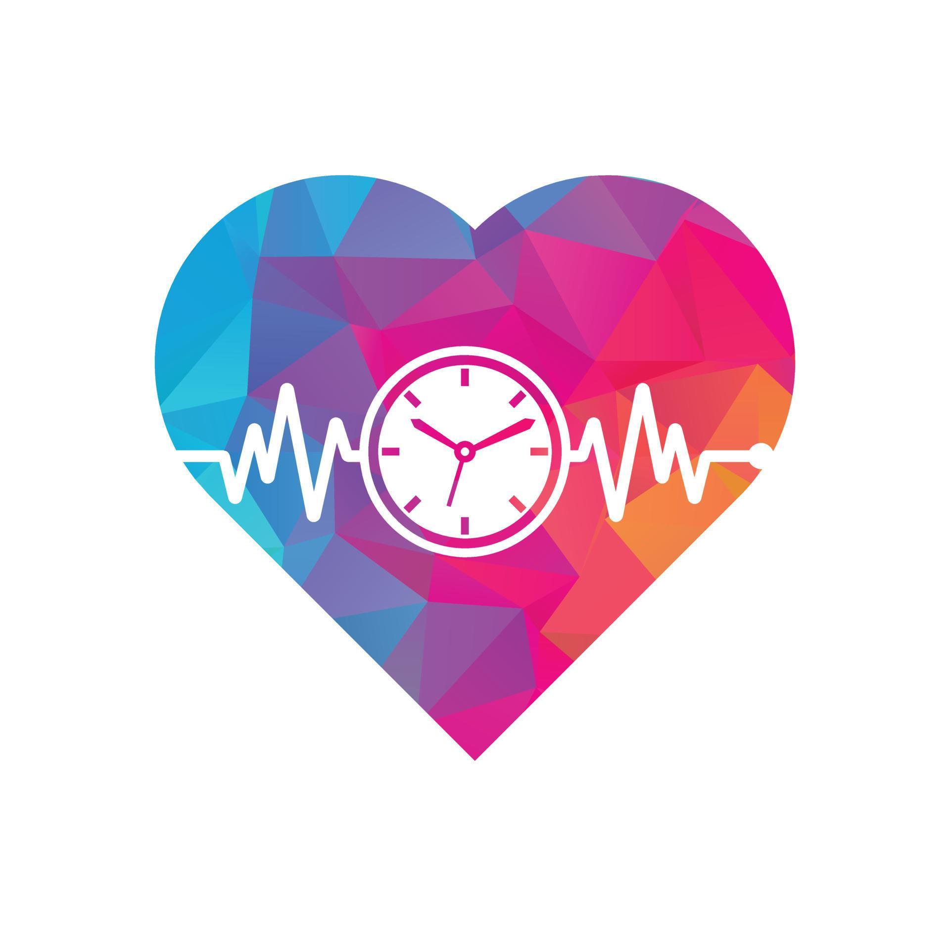 Pulse Time Logo Template Design Vector. Heart beat and time logo design