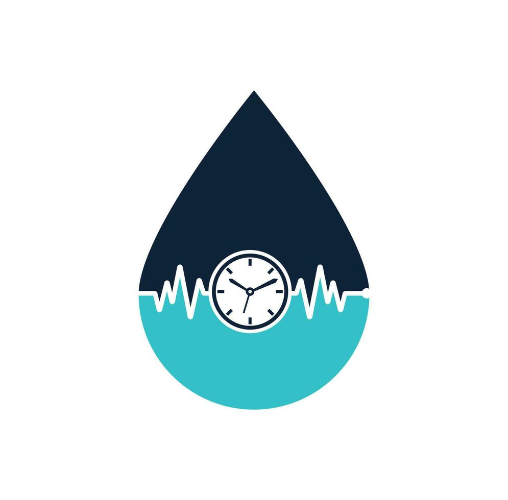 Pulse Time drop shape concept Logo Template Design Vector. Heart beat and time logo design icon. vector