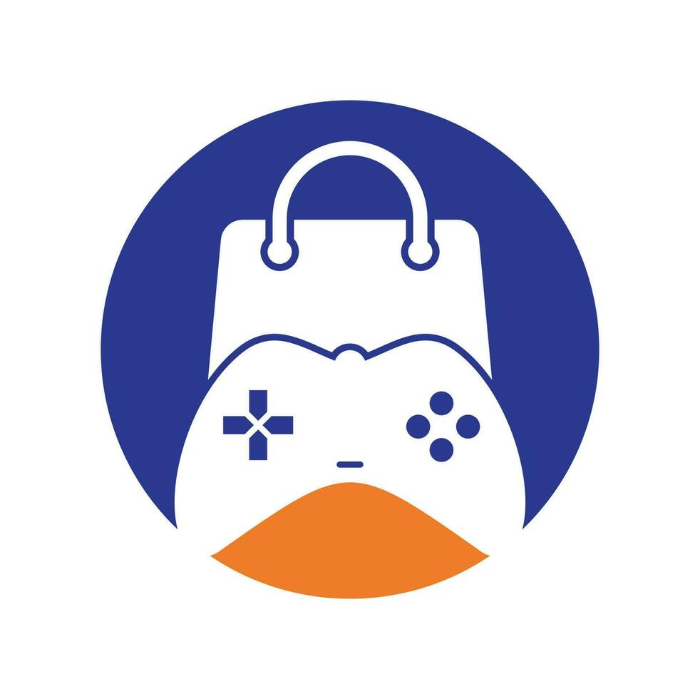 logotipo vectorial de la tienda de juegos. diseño. diseño de vector de icono de joystick de combinación de bolsa de compras.