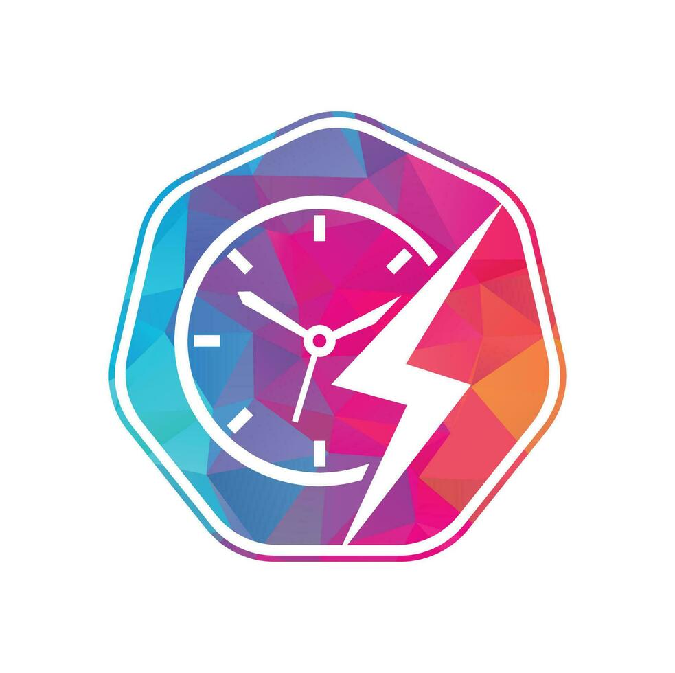 diseño de logotipo de vector de tiempo de flash. vector de icono de logotipo de tiempo de trueno.