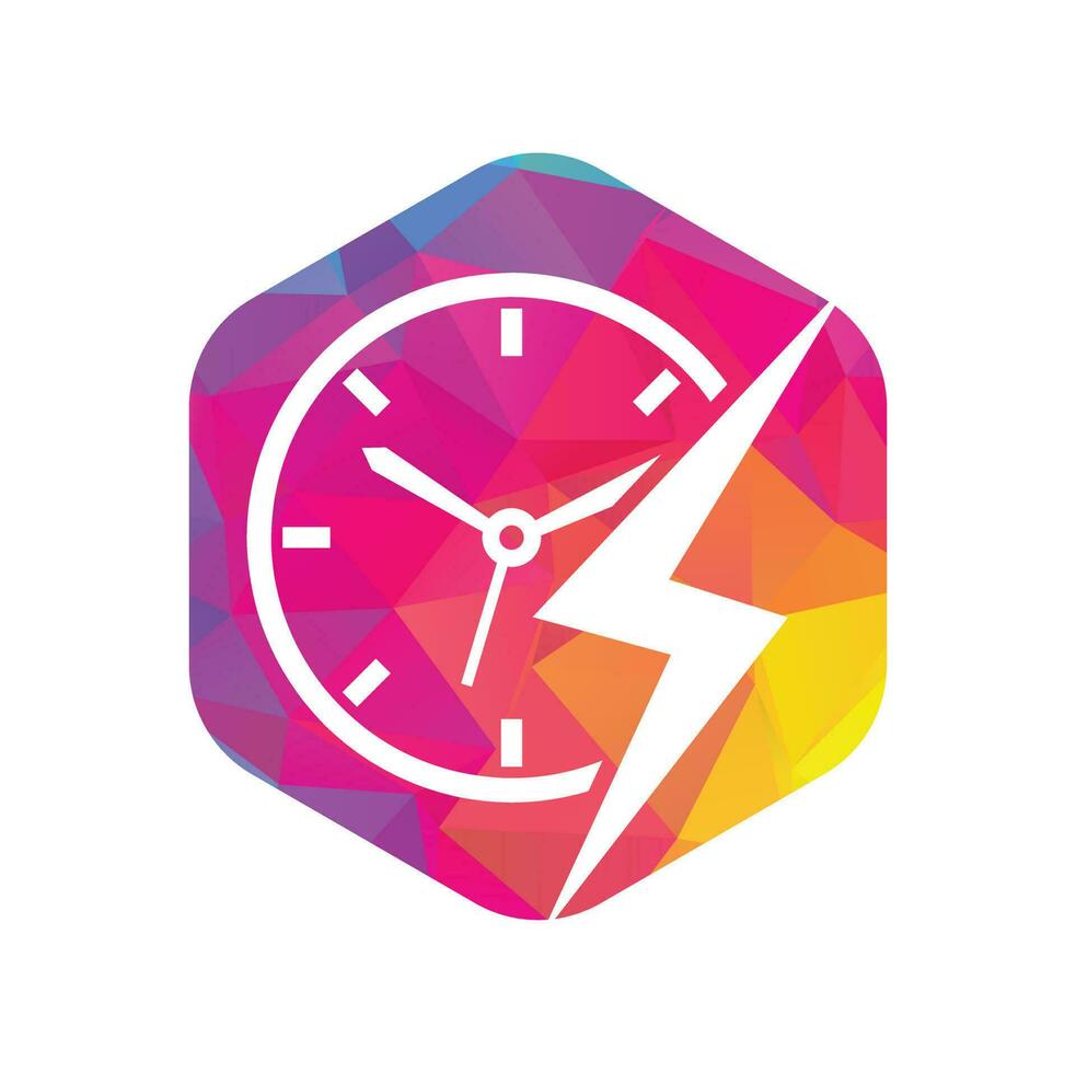 Flash time vector logo design. Thunder time logo icon vector.