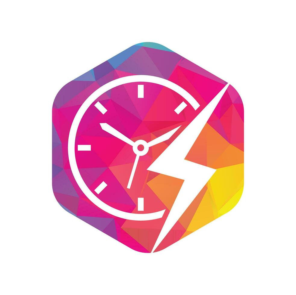 diseño de logotipo de vector de tiempo de flash. vector de icono de logotipo de tiempo de trueno.