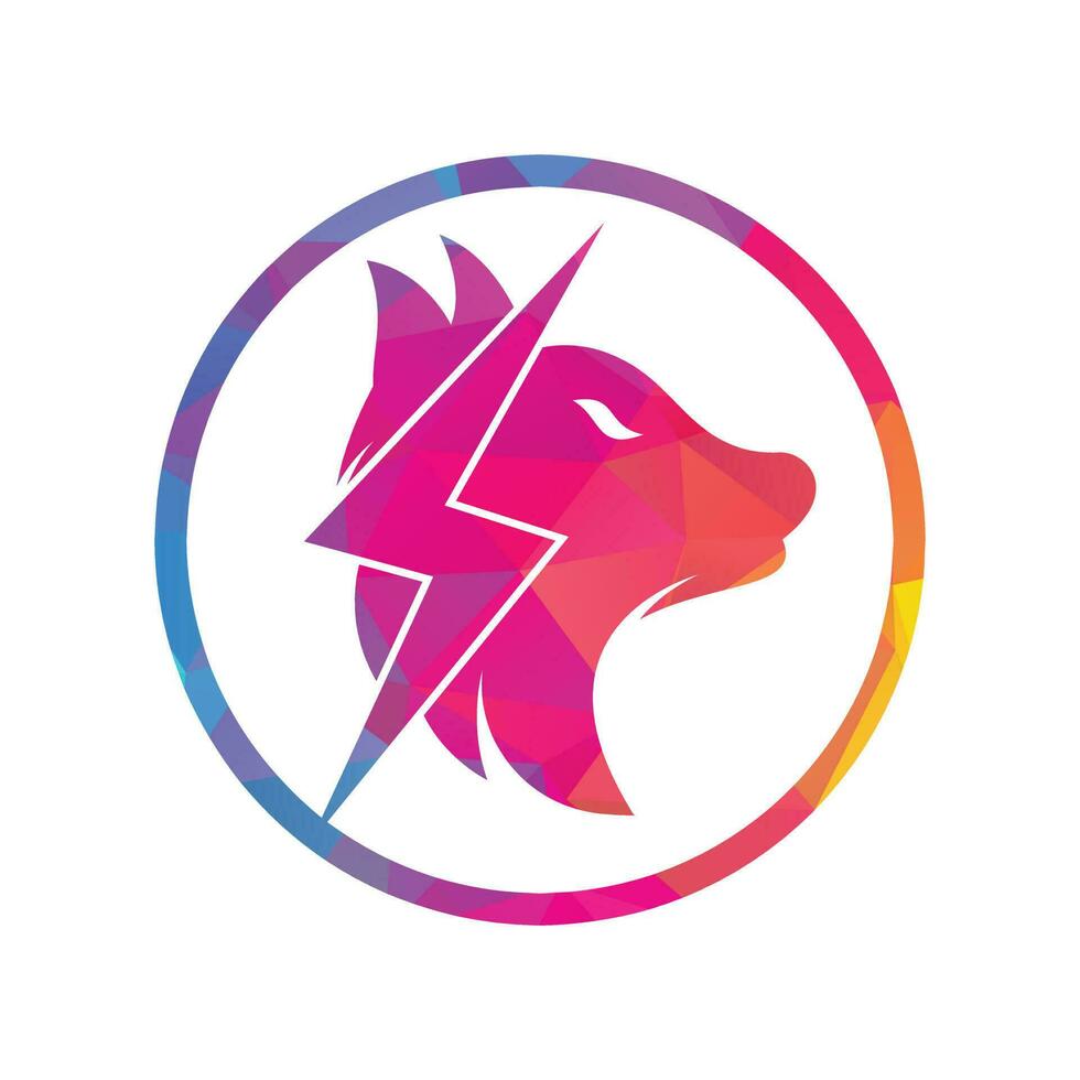 diseño del logo del lobo trueno. poder, animal salvaje y energía logo concepto icono vector. vector