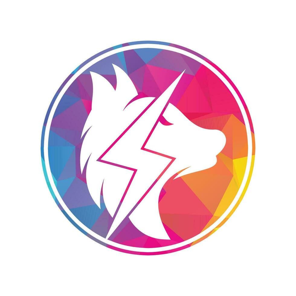 diseño del logo del lobo trueno. poder, animal salvaje y energía logo concepto icono vector. vector