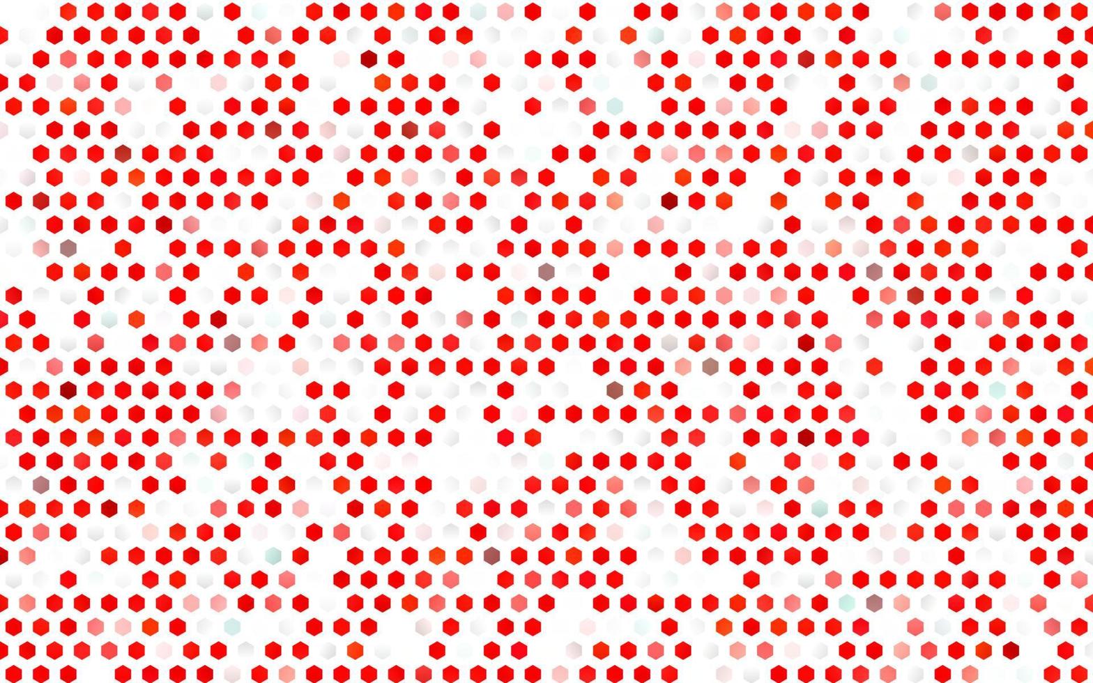 textura de vector rojo claro con hexágonos de colores.