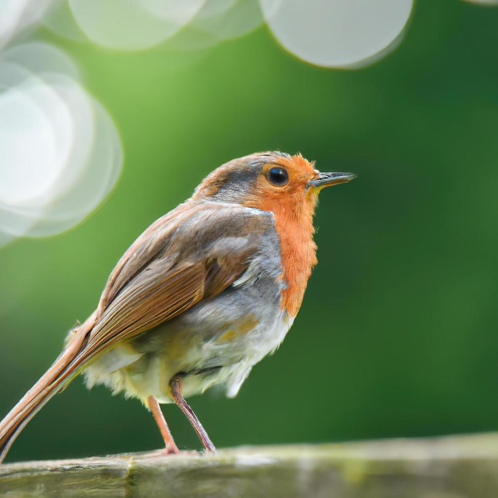 Robin bird, bokeh background photo