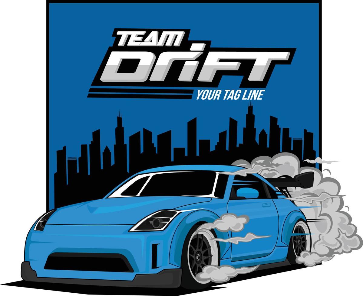 blue car drift vector