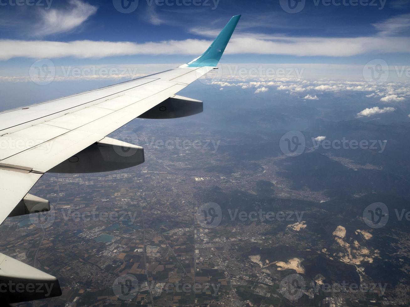 pianura padana po river valley lombardia aerial view from airplane photo