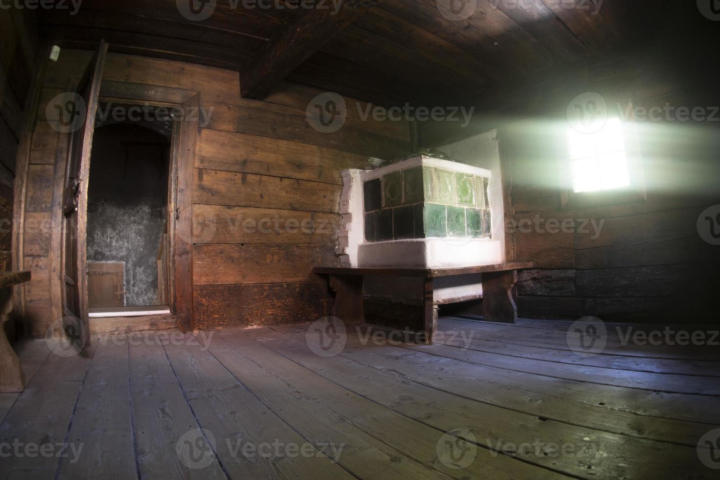 Old Austria cabin wood house interior photo