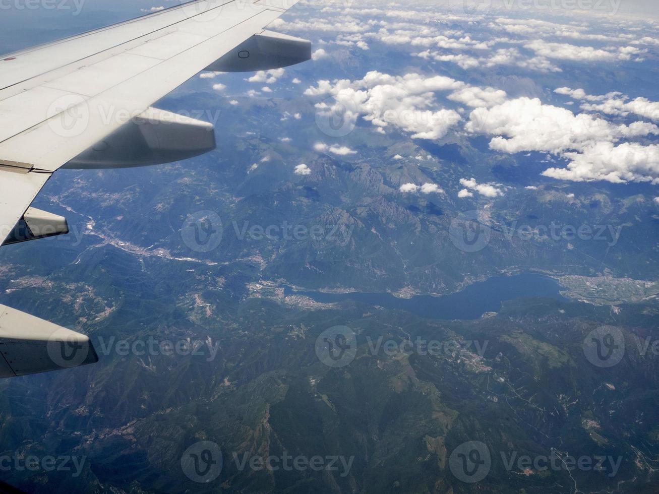 Garda lake aerial view from airplane photo