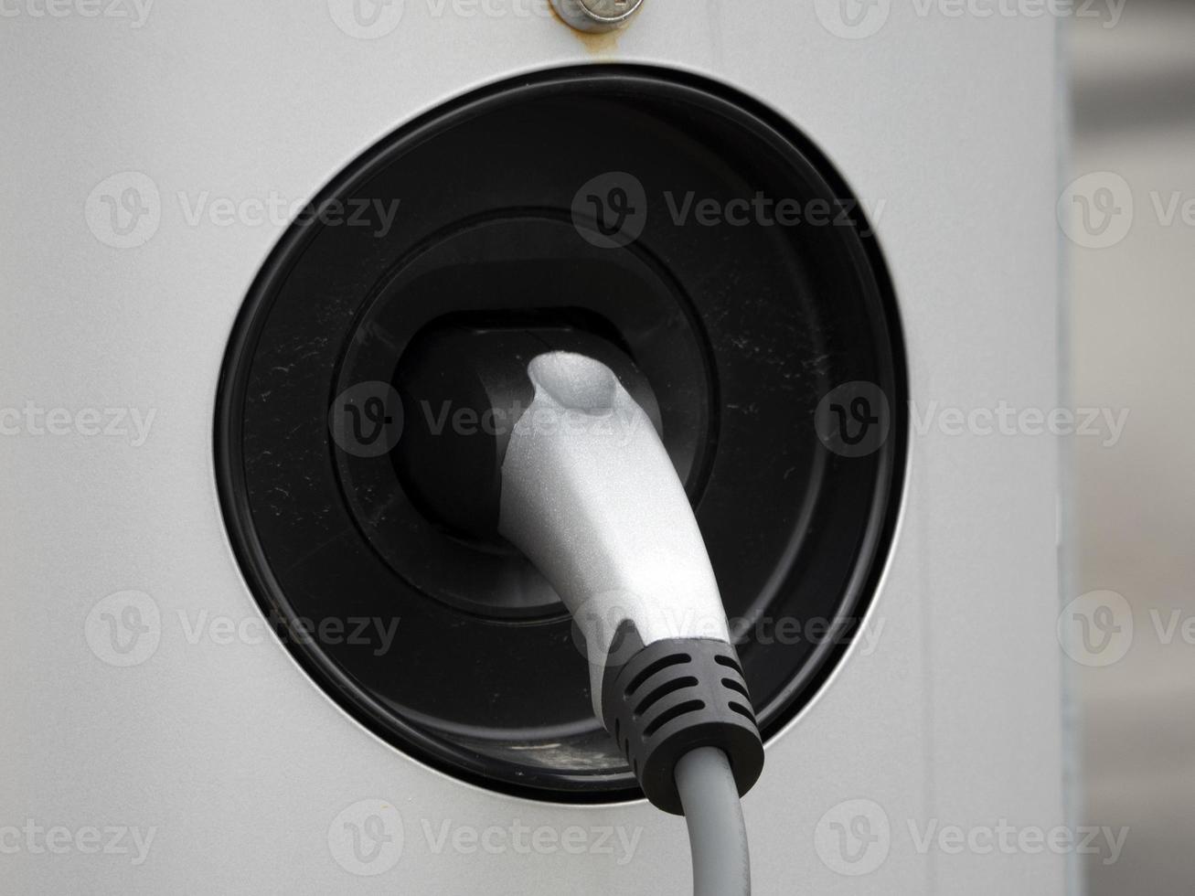 electric car ac charging plug detail photo