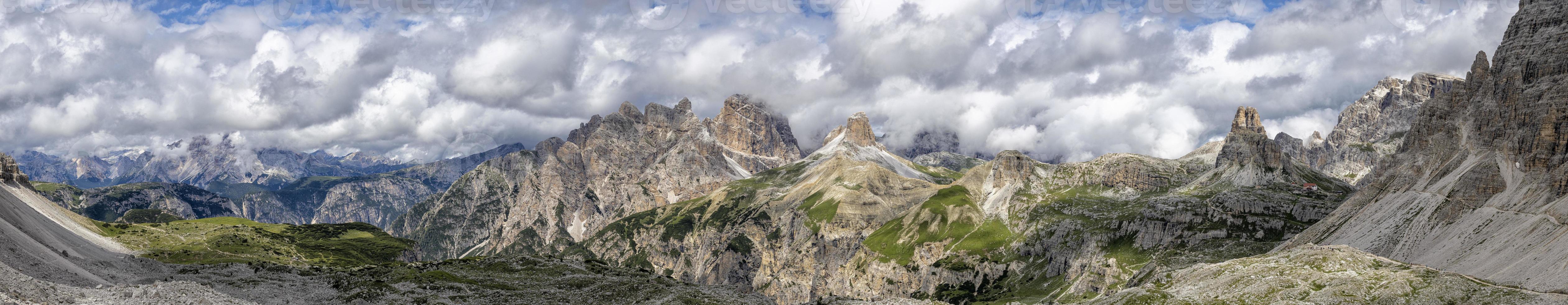 three peaks of Lavaredo valley dolomites mountains panorama landscape photo