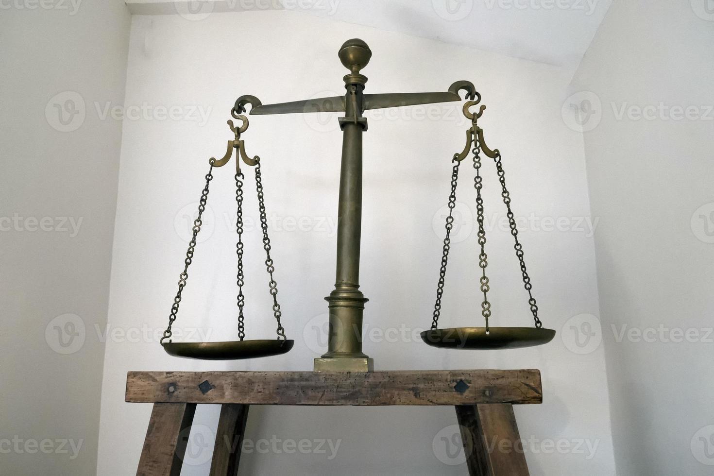 old justice balance isolated on white photo