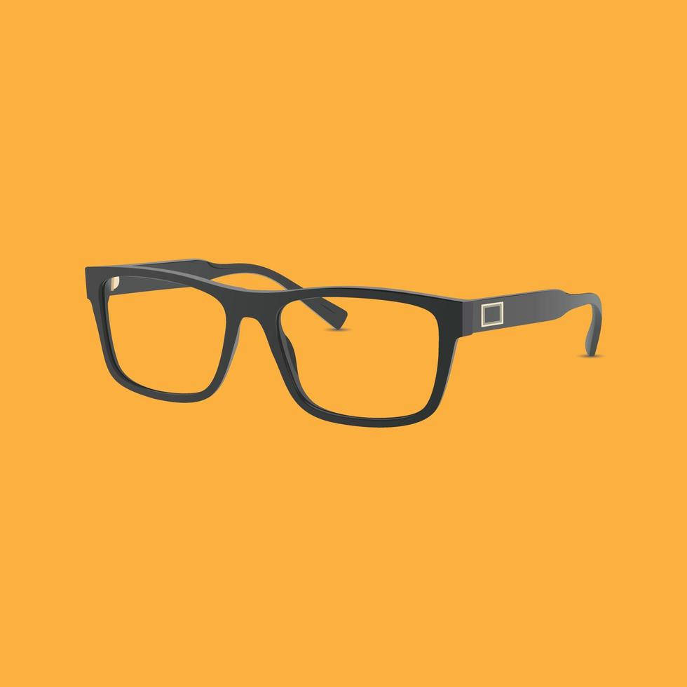 Grey Color Eye Glasses Shades With Reflection on Yellow Background. Realistic Vector Illustration Design