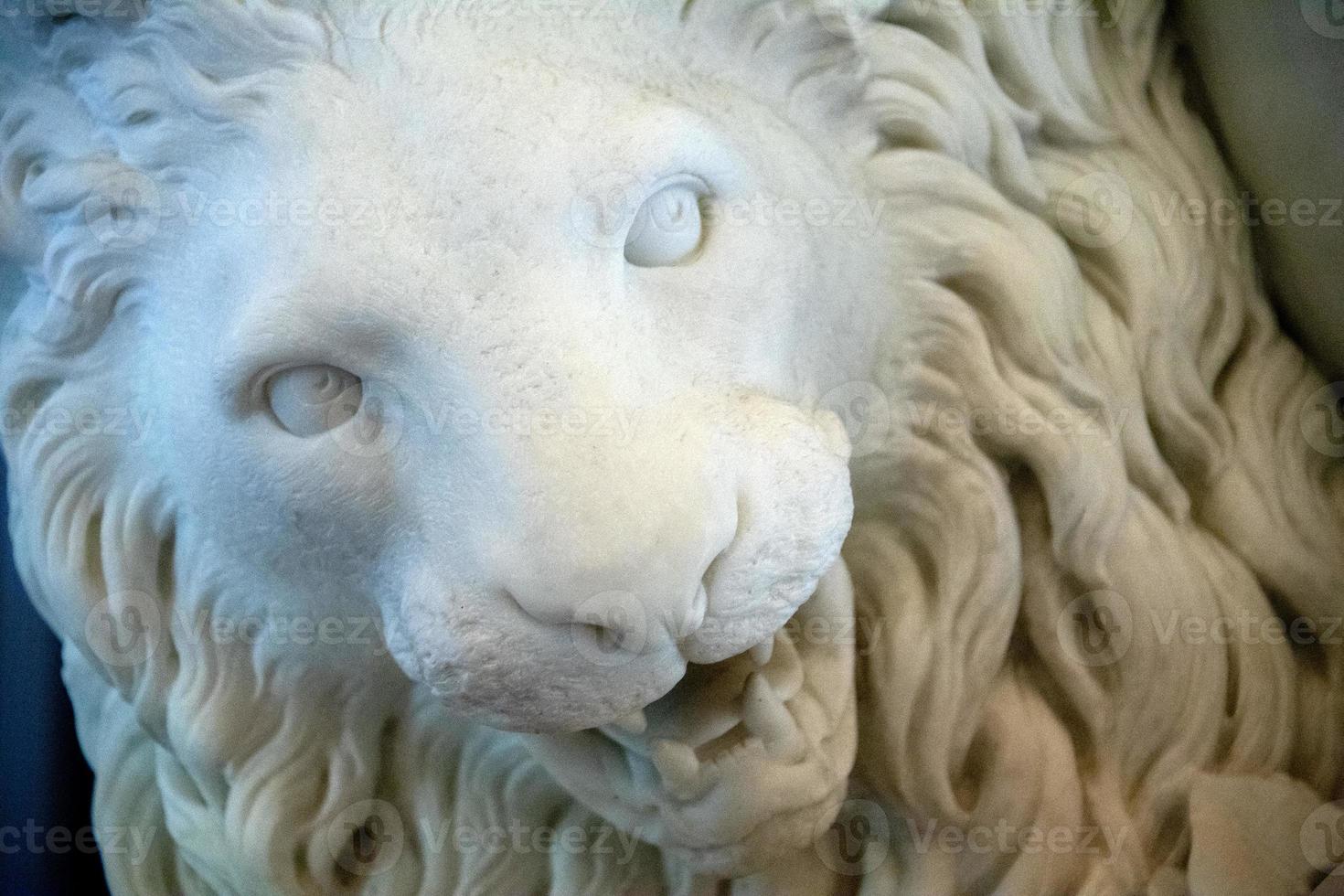 Marble lion old statue detail photo