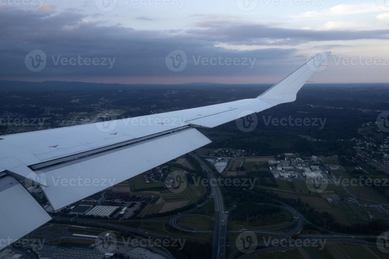 Airplane open flaps while landing photo