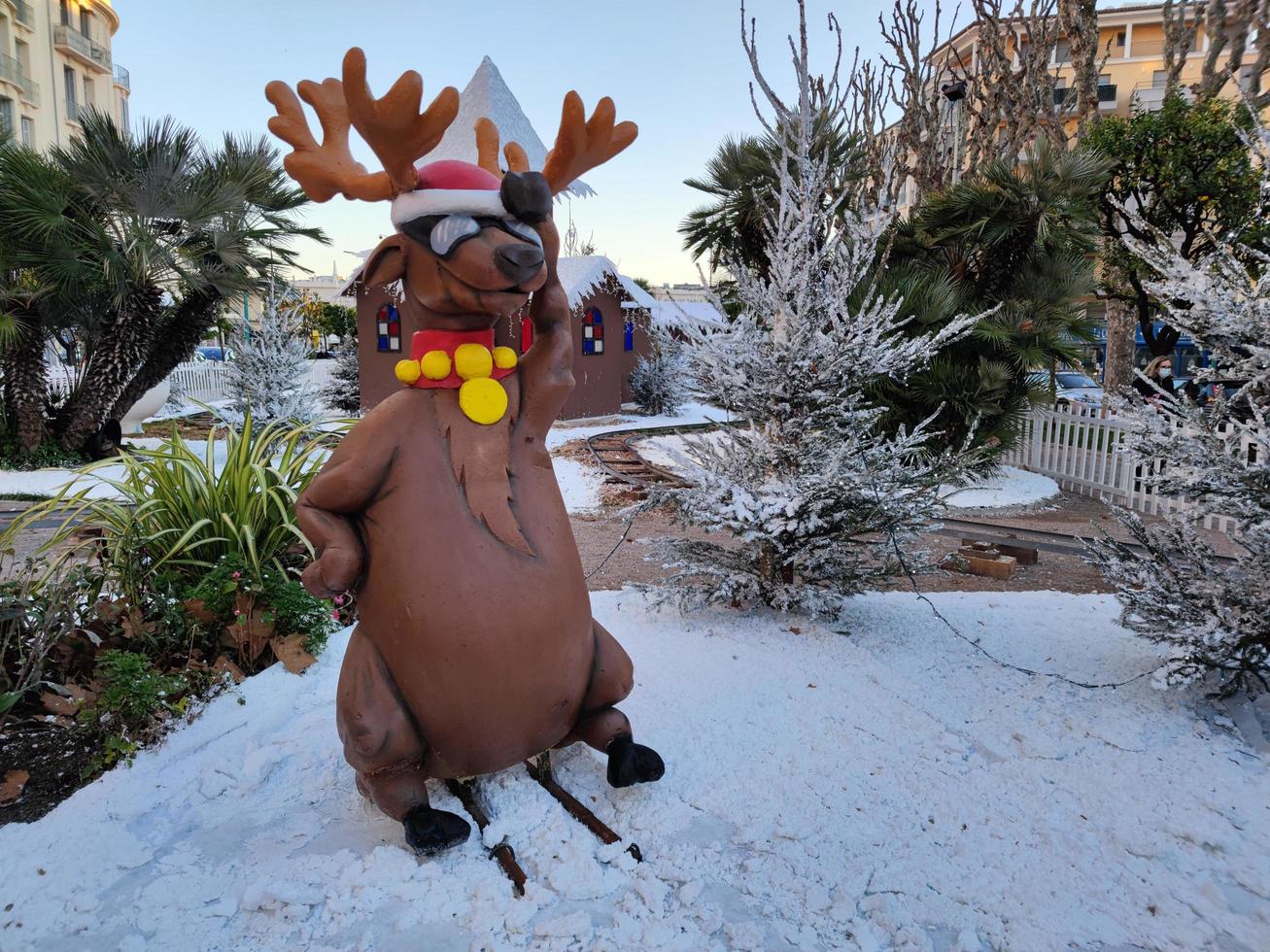 MENTON, FRANCE - DECEMBER 11 2021 - Santa Village open for christmas photo