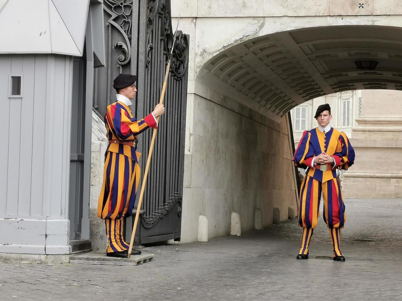 ROME, ITALY - JUNE 16 2019 - Swiss guard in Saint Peter Church in Vatican photo