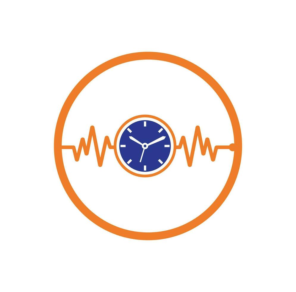 Pulse Time Logo Template Design Vector. Heart beat and time logo design icon. vector