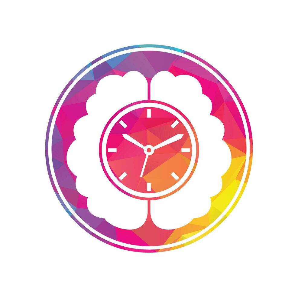 Brain time vector logo template. This design use clock symbol. Time Brain Icon Logo Design Element