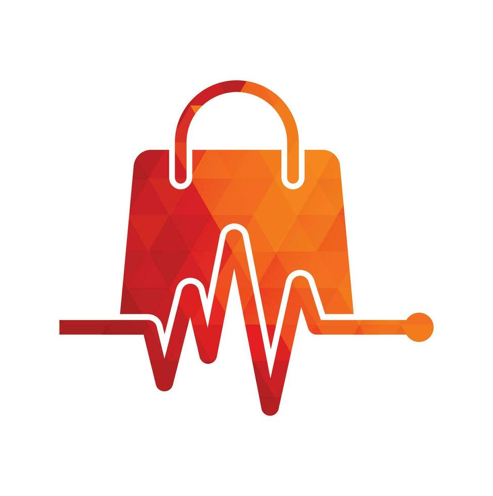 Pulse Shop Logo Template Design Vector. Health Bag Logo designs concept vector. Health Shop logo template vector