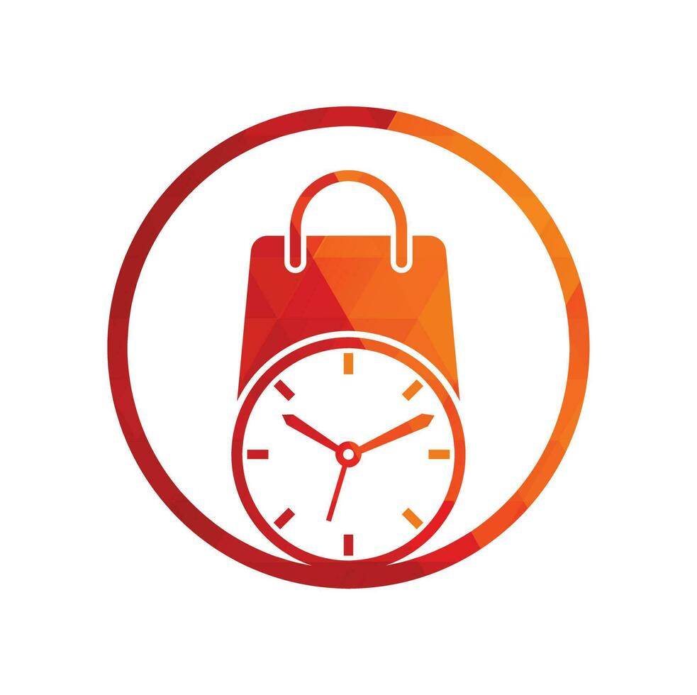 Shopping time vector logo design template.