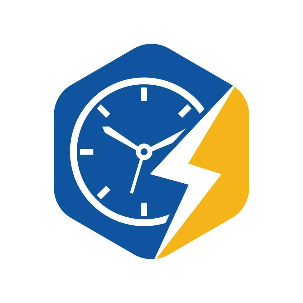 Flash time vector logo design. Thunder time logo icon vector.