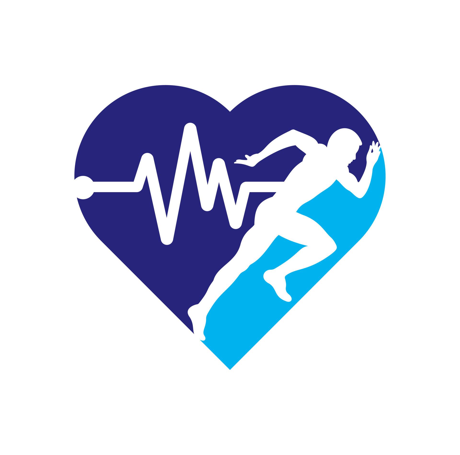 Pulse marathon heart shape concept logo design icon vector. Running man