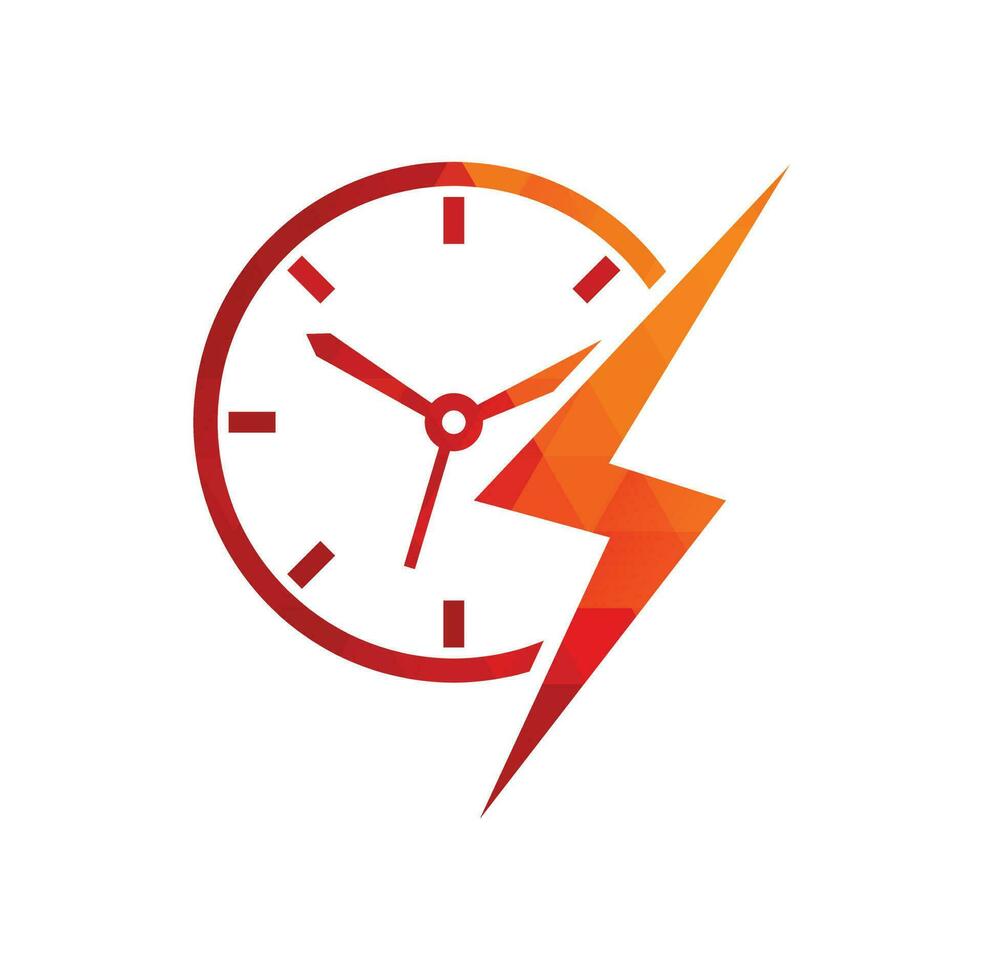 diseño de logotipo de vector de tiempo de flash. vector de icono de logotipo de tiempo de trueno.