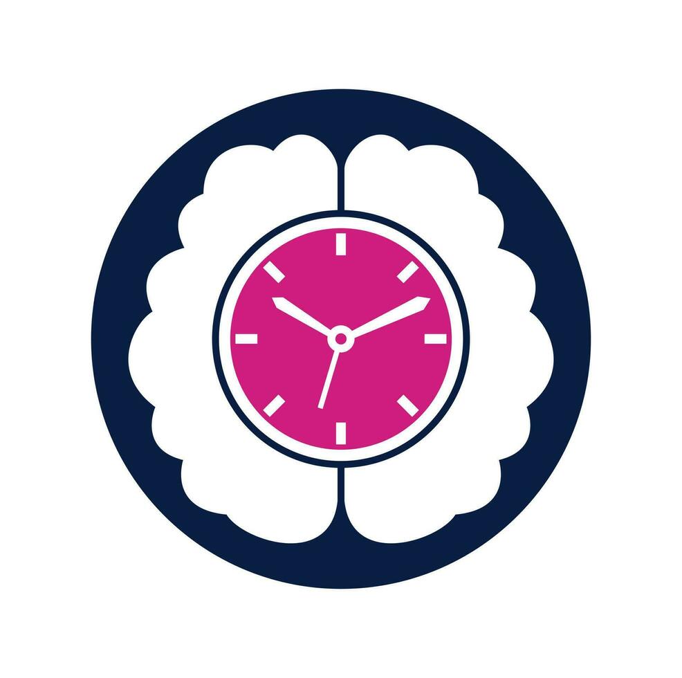 Brain time vector logo template. This design use clock symbol. Time Brain Icon Logo Design Element