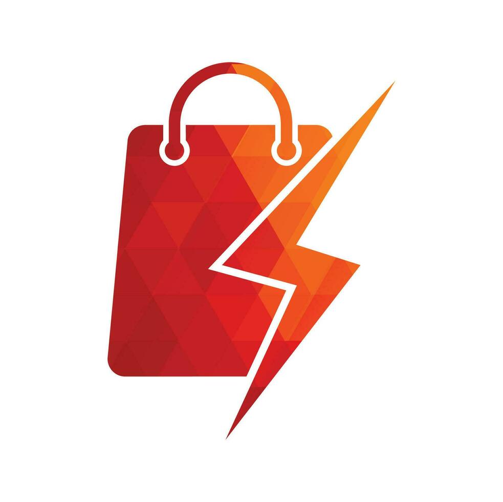 Thunder Shop Logo design vector. Electric Shop or Fast Shop Logo. Shopping Bag Combined with Energy or Lightning Bolt Icon Vector
