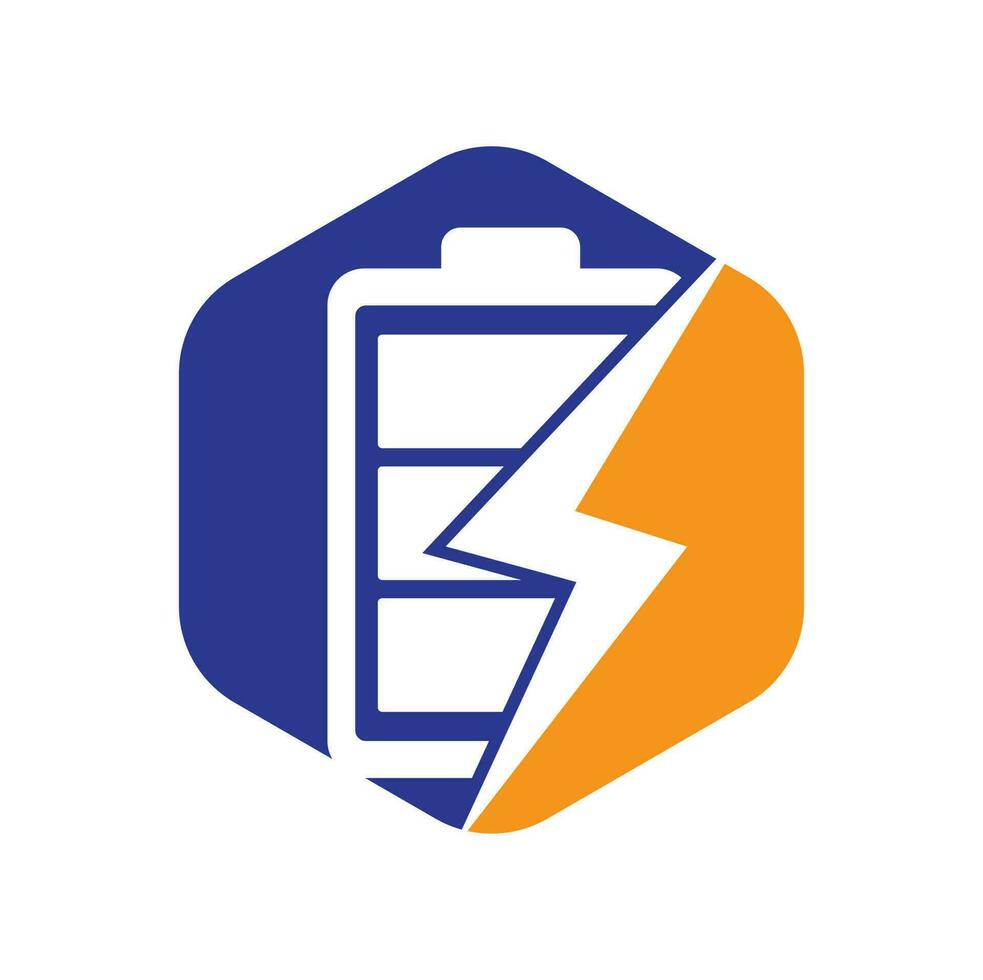 Power Battery Logo Design Template. Battery fast Charge logo design. Battery power and flash lightning bolt logo icon. vector