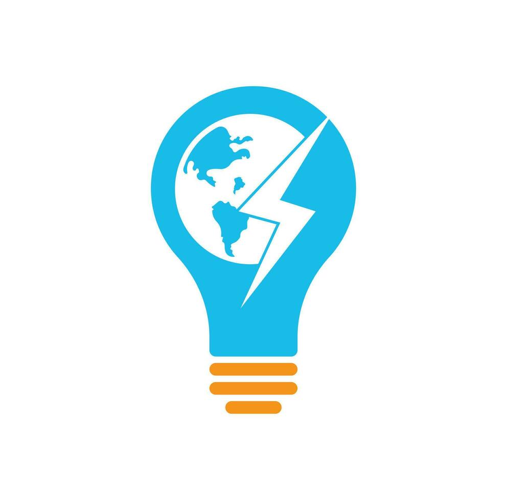 Globe and thunder vector logo icon template. Thunder world bulb shape concept vector logo template.
