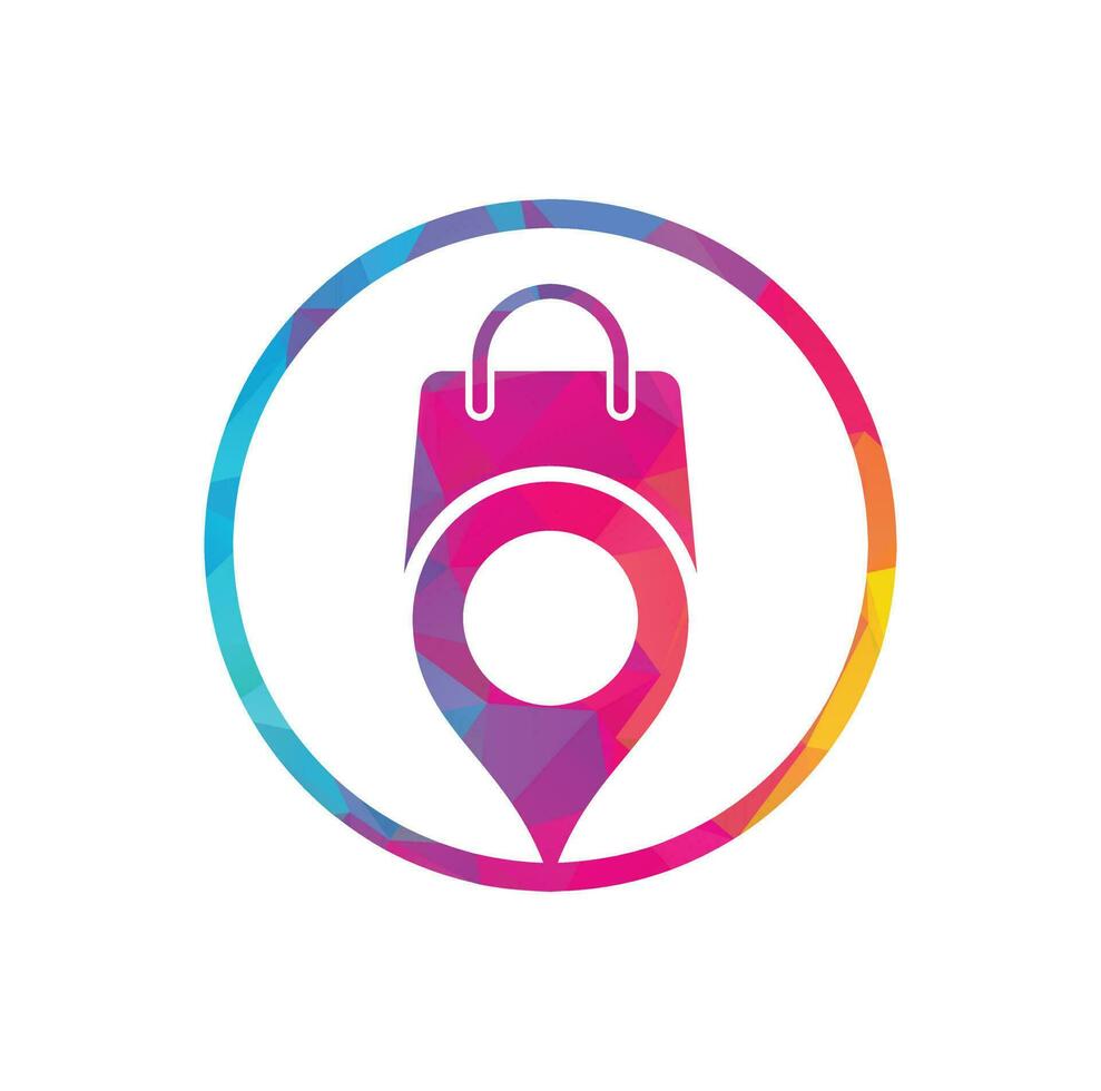 Map Pin Location with Shopping Bag Logo Design. Pin Point Shop And Shopping Logo Design Element vector