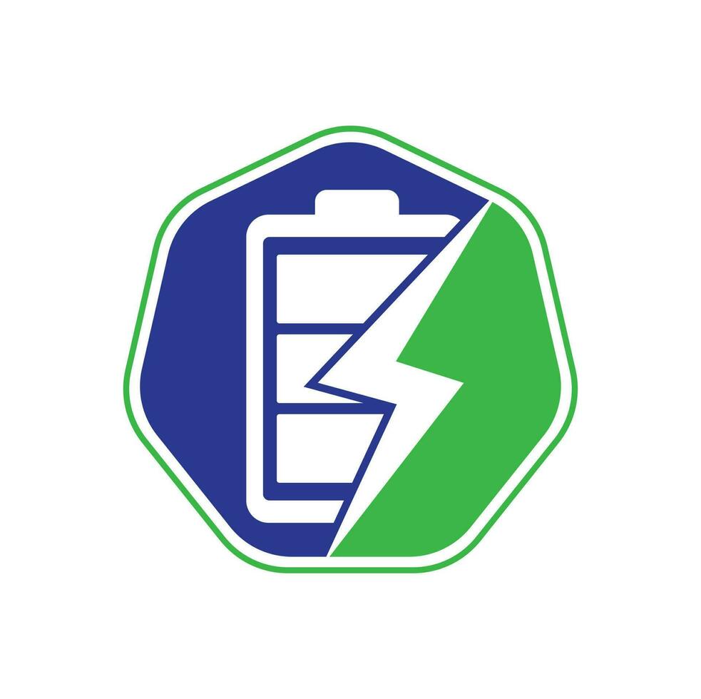 Power Battery Logo Design Template. Battery fast Charge logo design. Battery power and flash lightning bolt logo icon. vector