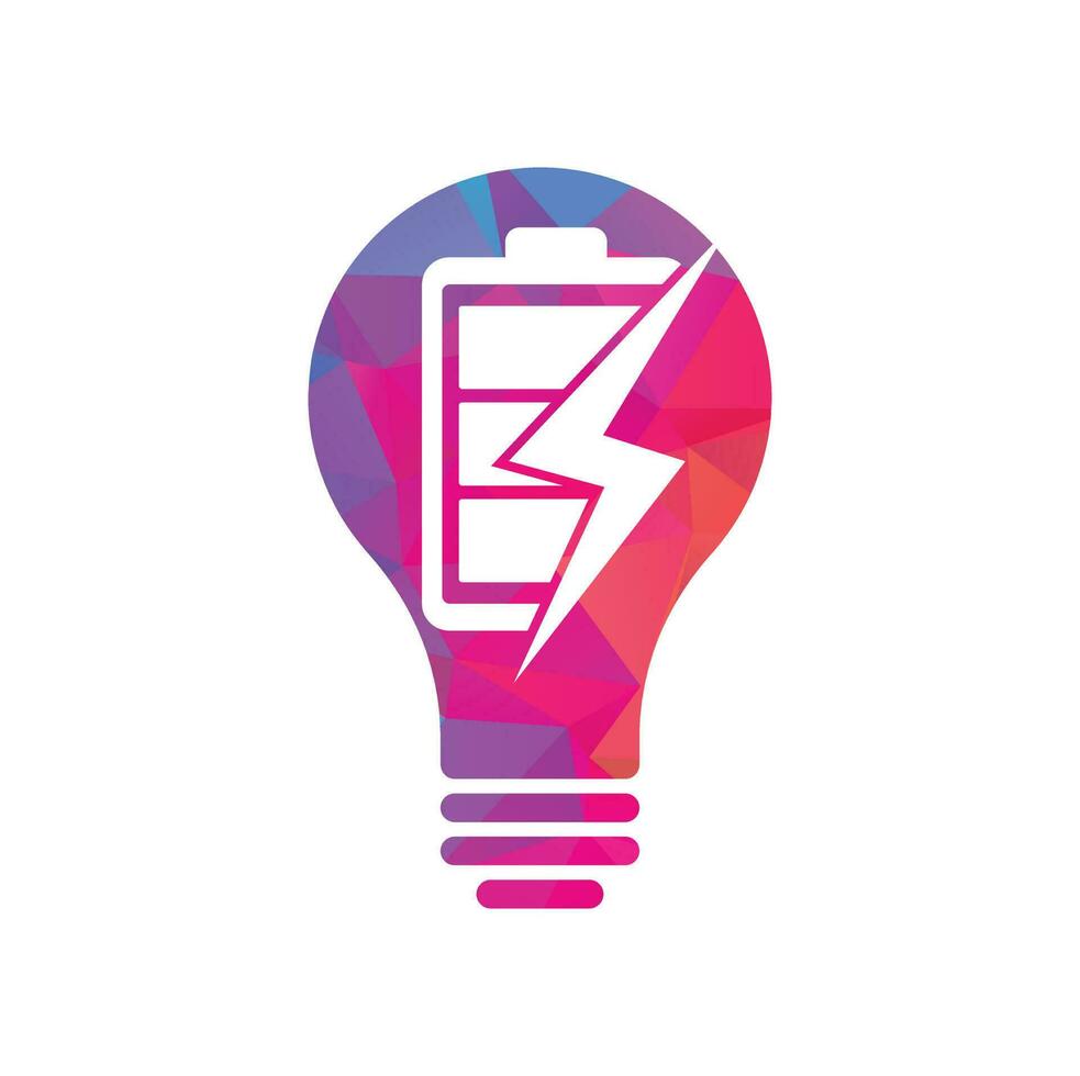 Power Battery bulb shape concept Logo Design Template. Battery power and flash lightning bolt logo icon. vector