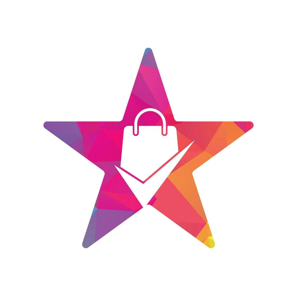 Check bag star shape concept logo icon. Check Shopping Logo Template, Icon, Symbol - Vector