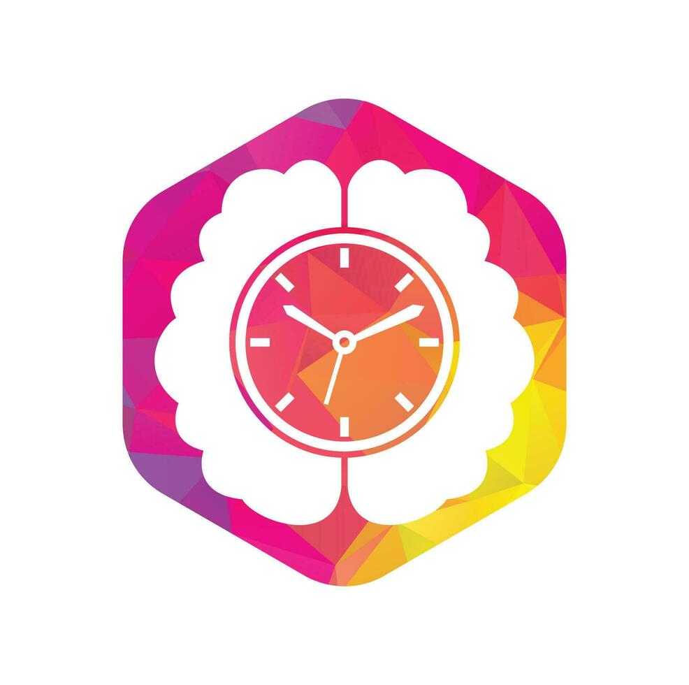 plantilla de logotipo de vector de tiempo cerebral. este diseño utiliza el símbolo del reloj. elemento de diseño de logotipo de icono de cerebro de tiempo