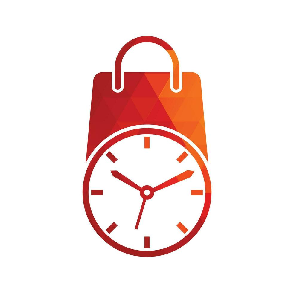 Shopping time vector logo design template.