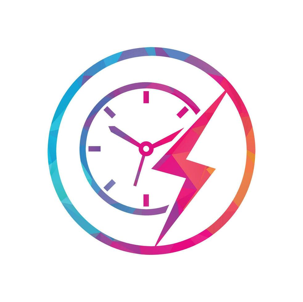 diseño de logotipo de vector de tiempo de flash. vector de icono de logotipo de tiempo de trueno.