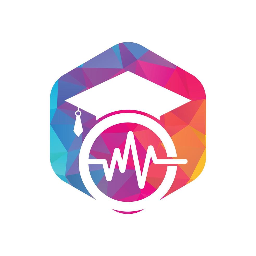 Graduate hat and medical pulse logo vector. Medical and nursing