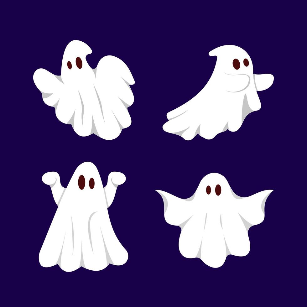 colección plana de fantasmas de halloween vector