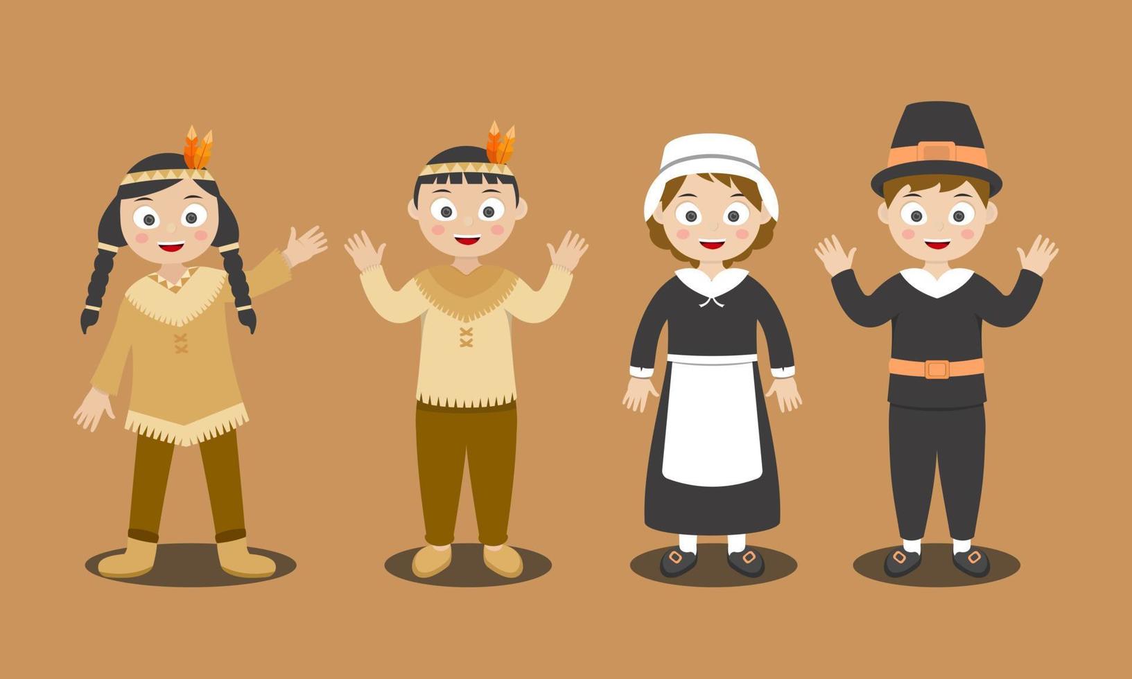 Flat Thanksgiving Costume Collection vector