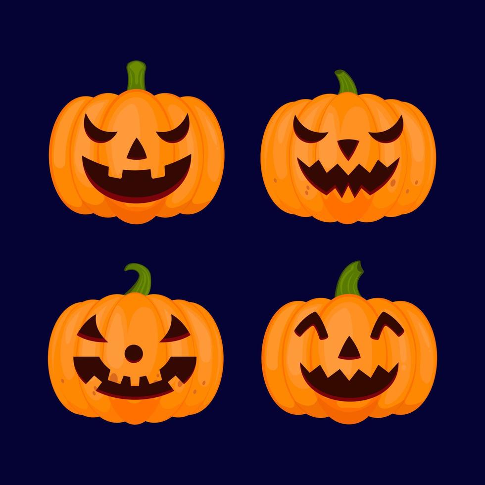 Flat halloween Pumpkins Collection vector